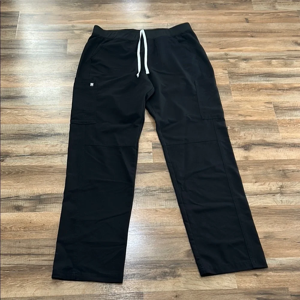 FIGS BASIC SCRUB PANTS TECHNICAL COLLECTION BLACK HIGH RISE UNISEX Sz XL - Picture 1 of 12